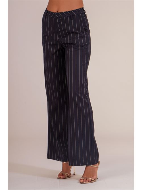 Pantalone palazzo gessato Il The' Delle 5 | MICOL 65BLU
